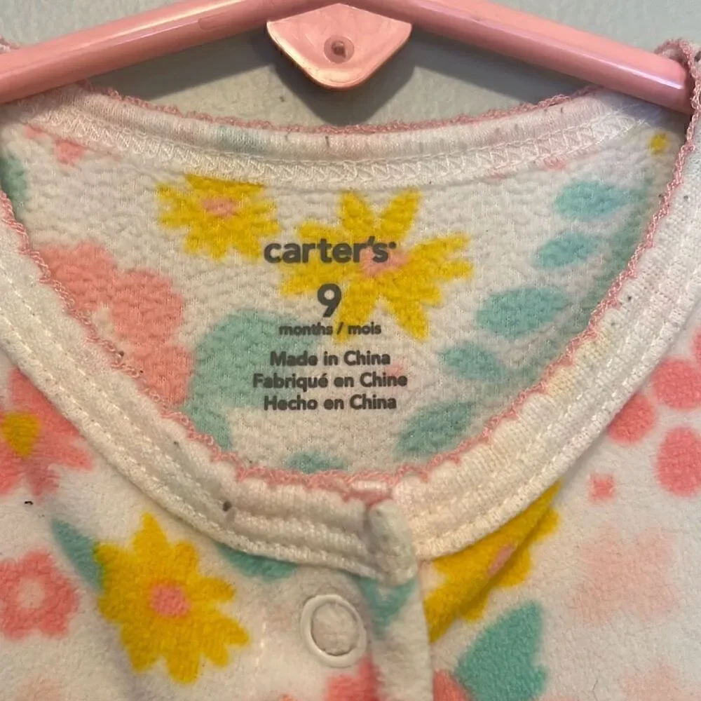 Carter Kid's Multicolor Floral Print Long Sleeve Snap Closure Pajamas